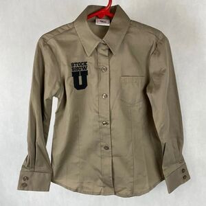 NEW Cruel Girl Button Down Shirt Stock Show U Khaki Tan Girls Size XS